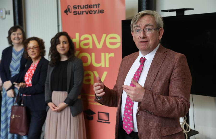 Photograph of Prof Ciarán Ó hÓgartaigh opening the StudentSurvey.ie Practitioners Forum 2022