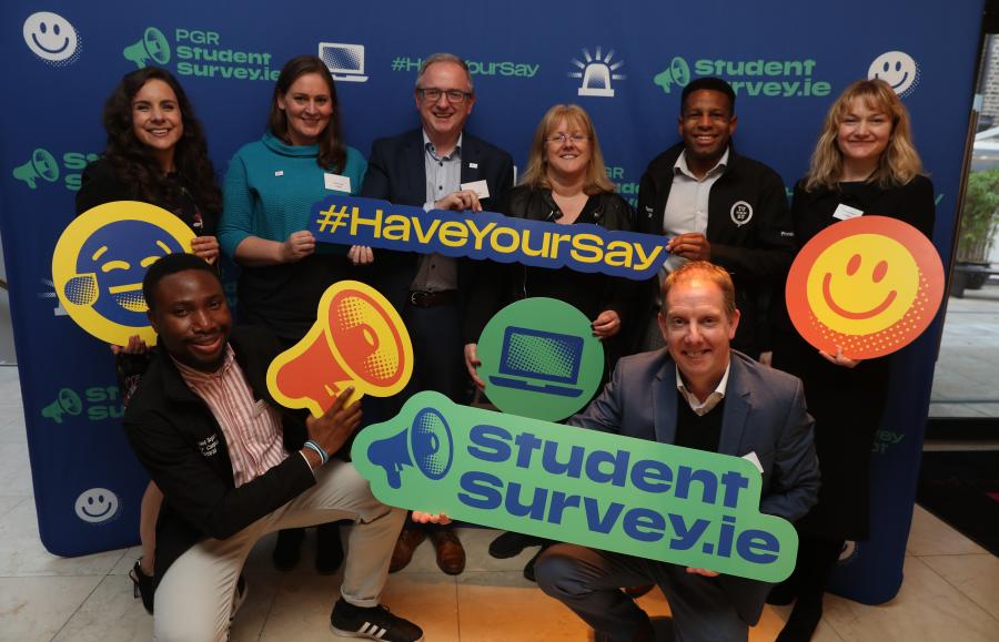 Photograph of staff and students from TU Dublin at the launch of the StudentSurvey.ie National Reports 2019